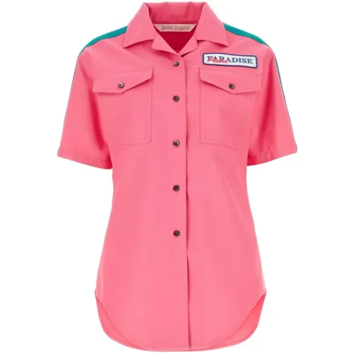 Stilvolles Rosa Baumwollhemd , Damen, Größe: 2XS - Palm Angels - Modalova