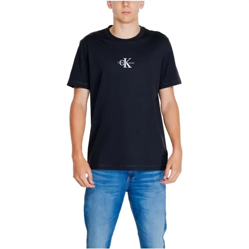 Schwarzes Rundhals-T-Shirt für Männer , Herren, Größe: XL - Calvin Klein Jeans - Modalova