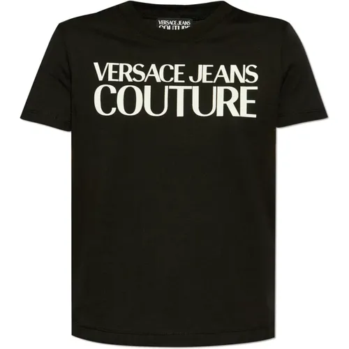 T-shirt with print , female, Sizes: S, XS - Versace Jeans Couture - Modalova