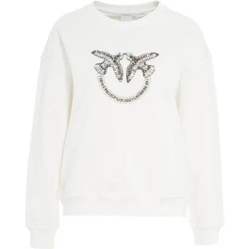 Logo Sweatshirt with Glitter Details , female, Sizes: 2XS - pinko - Modalova