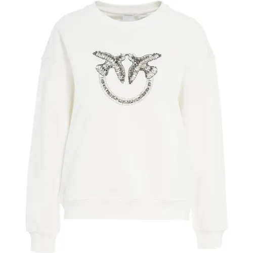 Logo Sweatshirt with Glitter Details , female, Sizes: S, M - pinko - Modalova