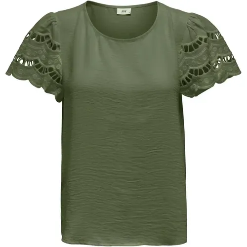 Spitzen T-Shirt Frühling/Sommer Kollektion , Damen, Größe: XS - Jacqueline de Yong - Modalova