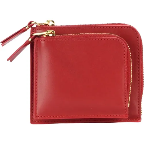 Rote Leder-Außentaschenbrieftasche , Herren, Größe: ONE Size - Comme des Garçons - Modalova