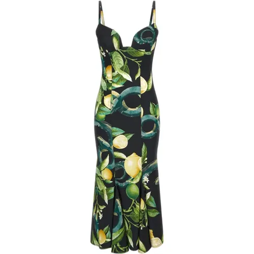 Lemon Print Midi Dress , female, Sizes: S, M, L - Roberto Cavalli - Modalova