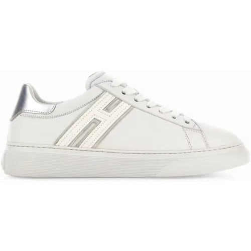 White Leather Sneakers with Metallic Inserts , female, Sizes: 3 1/2 UK, 6 UK, 3 UK, 5 UK, 2 1/2 UK, 4 UK, 6 1/2 UK, 2 UK, 5 1/2 UK, 4 1/2 UK - Hogan - Modalova
