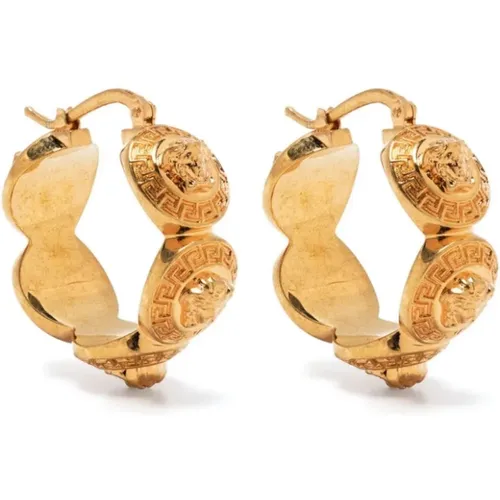 Gold-tone Medusa Head Hoop Earrings , female, Sizes: ONE SIZE - Versace - Modalova