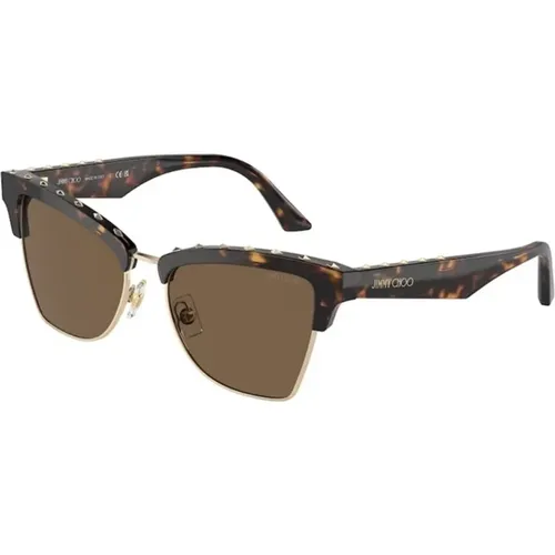 Brauner Rahmen Dunkelbraune Gläser Sonnenbrille , Damen, Größe: 54 MM - Jimmy Choo - Modalova