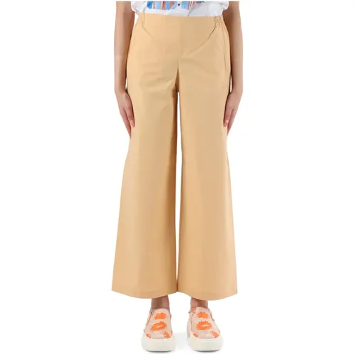 Wide Leg Cotton Stretch Pants , female, Sizes: L, XS - NIU - Modalova