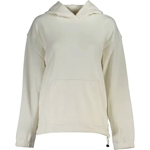 Weißer Kapuzenpullover mit Druck , Damen, Größe: XS - Calvin Klein - Modalova