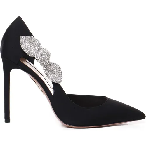 Velvet Pumps with Contrasting Bow , female, Sizes: 5 UK - Aquazzura - Modalova