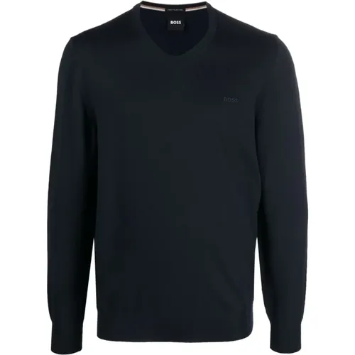 Wool Knitwear with Embroidered Logo , male, Sizes: XL, M, 2XL, L - Hugo Boss - Modalova