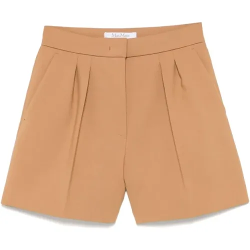 Kamelbraune Shorts mit Falten , Damen, Größe: 2XS - Max Mara - Modalova