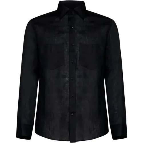 Linen Shirt with Design Panels , male, Sizes: M, L, XL, 2XL - Low Brand - Modalova