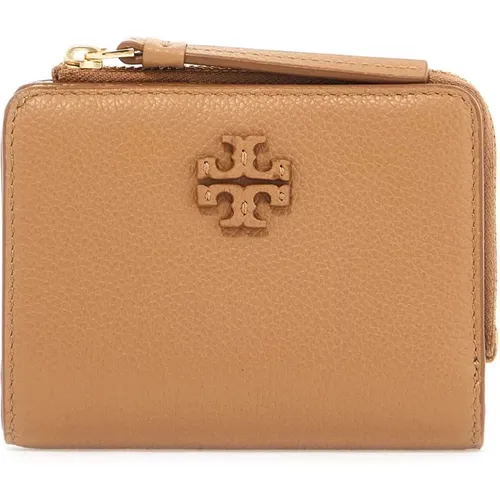 Double Pocket Hammered Leather Wallet , female, Sizes: ONE SIZE - TORY BURCH - Modalova