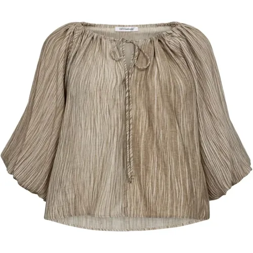 Softcc Dye Puff Blouse Walnut , female, Sizes: L, XL, S, M, XS - Co'Couture - Modalova