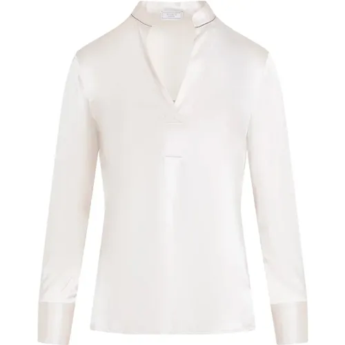 Elegante Weiße Seidenbluse , Damen, Größe: XS - PESERICO - Modalova