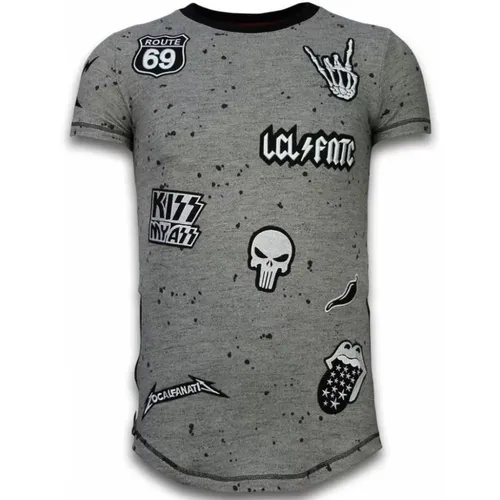 T-Shirt Patches Rockstar - Herrenpullover - Lf-103/1G , Herren, Größe: S - Local Fanatic - Modalova