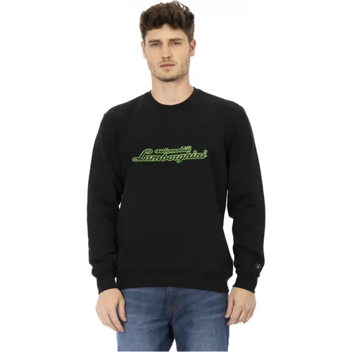 Rundhals-Sweatshirt Frontdruck Logoärmel , Herren, Größe: M - AUTOMOBILI LAMBORGHINI - Modalova