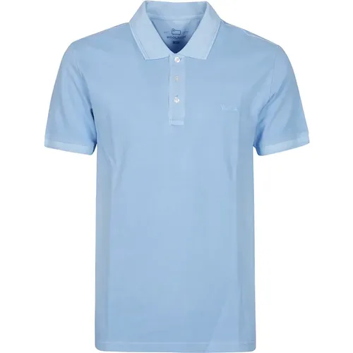 Blaues Polo-Shirt,Polo Shirts,Mineral Grey Polo Shirt - Woolrich - Modalova