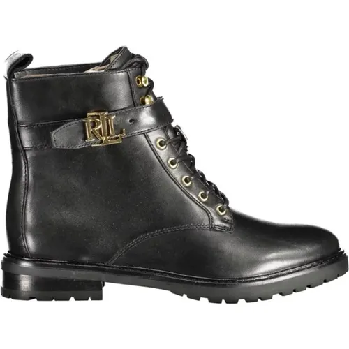 Schwarze Polyesterstiefel mit Details , Damen, Größe: 40 EU - Ralph Lauren - Modalova