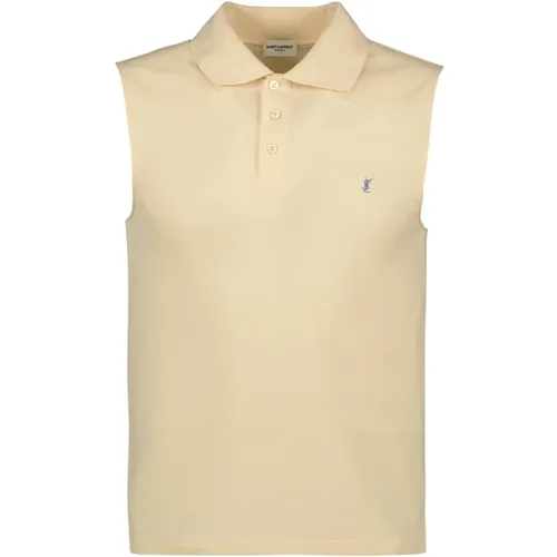 Sleeveless Classic Polo Shirt Blue Logo , male, Sizes: L, XL, M - Saint Laurent - Modalova