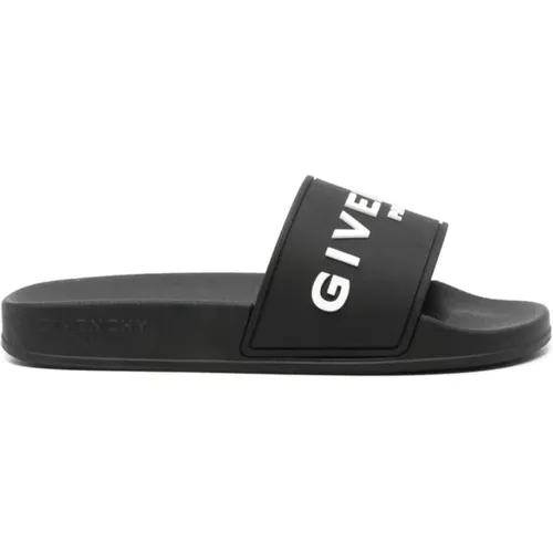 Schwarze Sandalen mit geprägtem Logo , Damen, Größe: 39 EU - Givenchy - Modalova