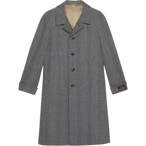 Spotted Woolen Single-Breasted Coat , male, Sizes: M - Gucci - Modalova