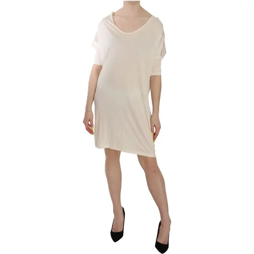 Elegant Cream A-Line Dress with Elbow Sleeves , female, Sizes: L - Costume National - Modalova