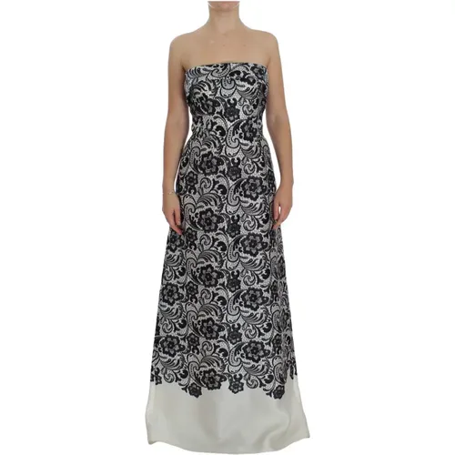 Weiße Blumen Spitze Seiden Korsett Maxi Kleid - Dolce & Gabbana - Modalova