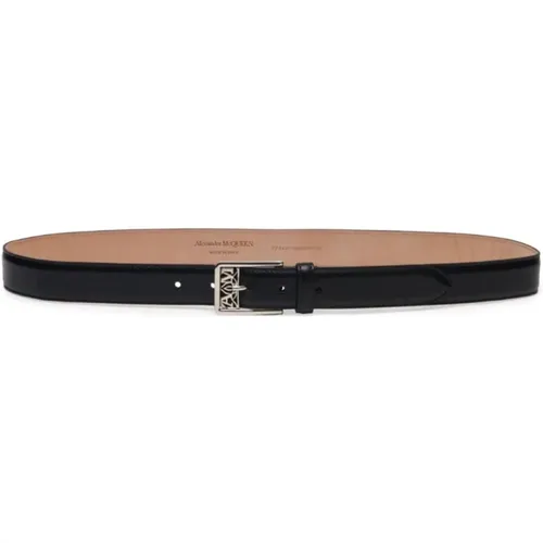 Leather Logo-Buckle Belt , male, Sizes: 95 CM, 110 CM, 105 CM, 100 CM - alexander mcqueen - Modalova