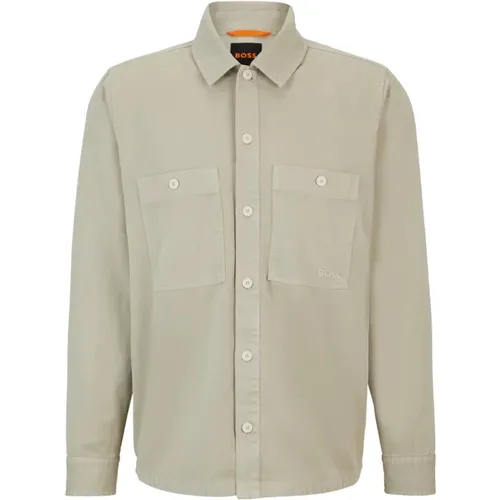 Overshirt in Garment-Dyed Cotton Twill , male, Sizes: 6XL, L - Hugo Boss - Modalova