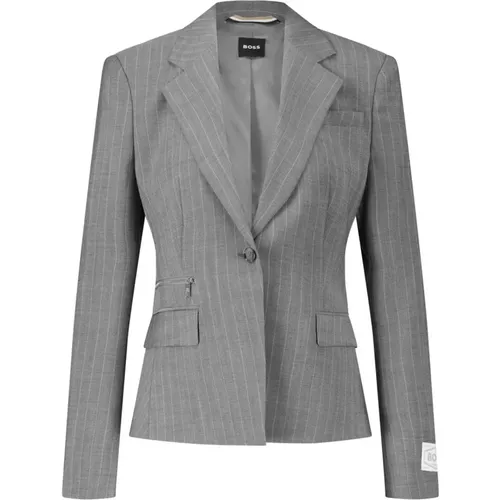 Gestreifter Blazer mit Reißverschluss , Damen, Größe: L - Hugo Boss - Modalova