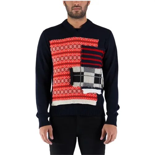 V-Neck Wool Blend Sweater , male, Sizes: L, M - Comme des Garçons - Modalova
