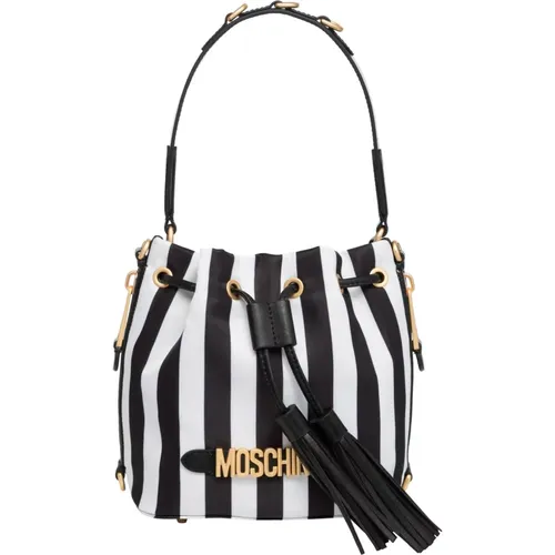 Striped Bucket Bag with Adjustable Strap , female, Sizes: ONE SIZE - Moschino - Modalova