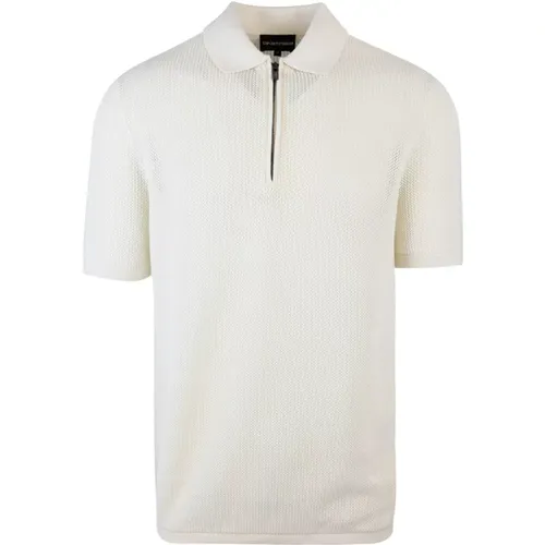 Polo Zip T-shirt Mesh , male, Sizes: M, 2XL, L, S, XL - Emporio Armani - Modalova