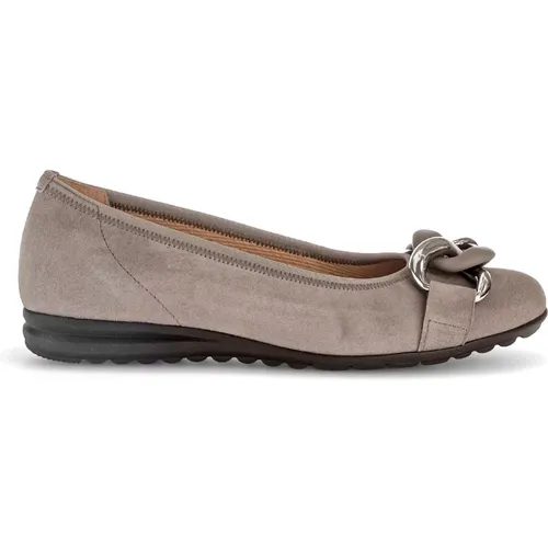 Velvet Taupe Ballet Flats , Damen, Größe: 37 EU - Gabor - Modalova