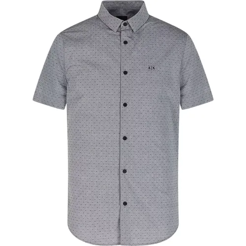 Grey Short Sleeve Shirt Micro Pattern , male, Sizes: XS - Armani Exchange - Modalova