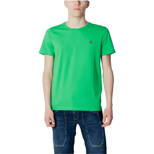 Grünes Langarm Rundhals T-Shirt aus Baumwolle - Peuterey - Modalova