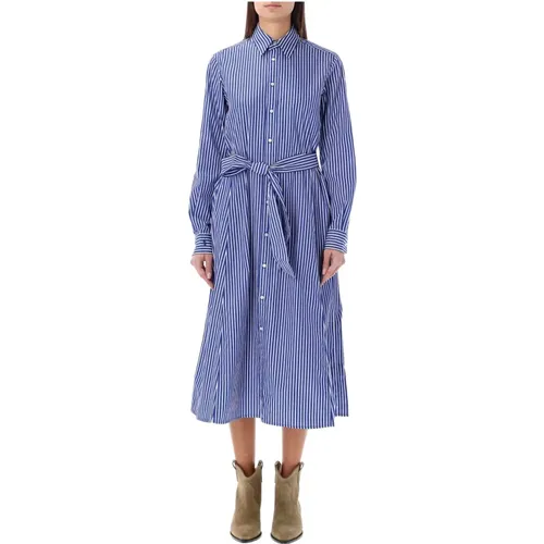 Blue Striped Belted Shirtdress , female, Sizes: S - Ralph Lauren - Modalova