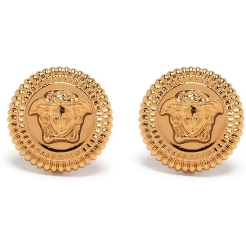 Golden Medusa-Plaque Earrings , female, Sizes: ONE SIZE - Versace - Modalova