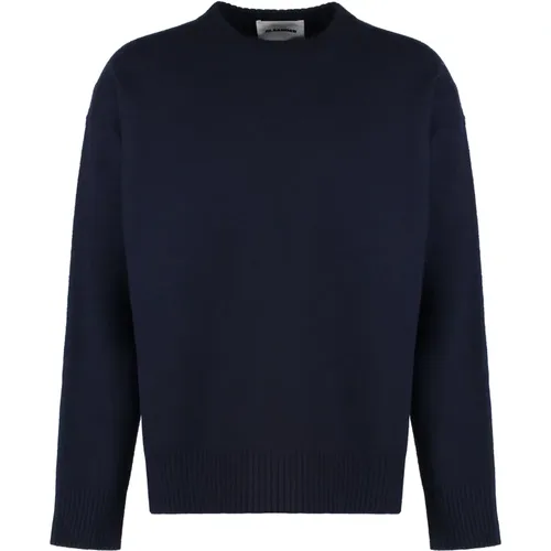 Gerippter Wollpullover im Crew-Neck-Stil , Herren, Größe: M - Jil Sander - Modalova