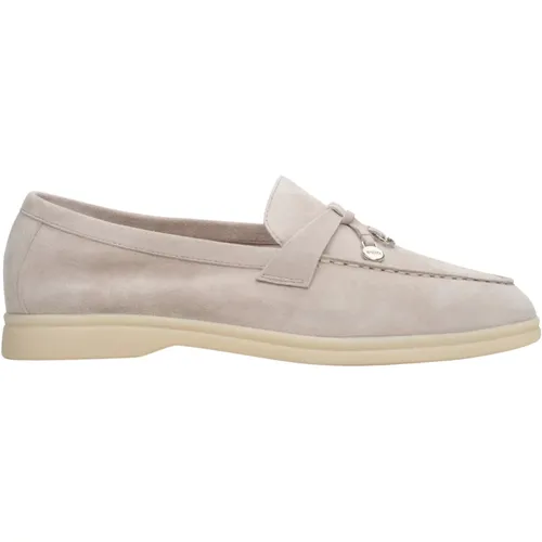 Damen Hellbeige Quasten-Loafer aus Velours Er00113562 , Damen, Größe: 36 EU - Estro - Modalova