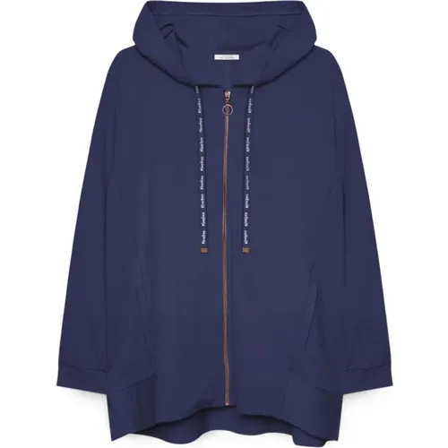 Kapuzen-Sweatshirt mit glänzendem Saum , Damen, Größe: L - Fiorella Rubino - Modalova