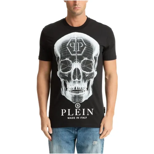 Skull Pattern Logo Tee Shirt , male, Sizes: L, M - Philipp Plein - Modalova