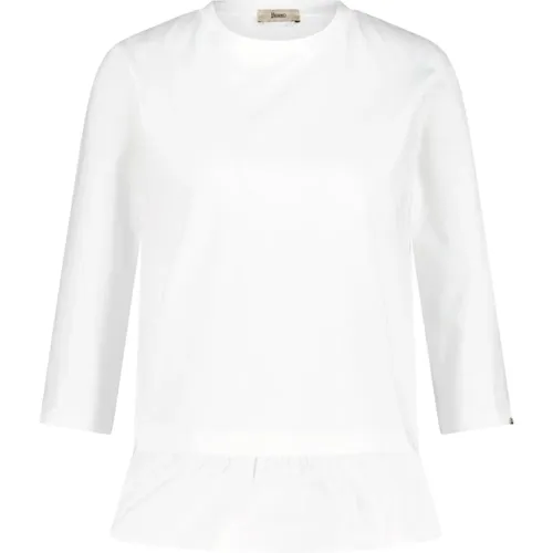 Shirt mit Volants 3/4-Ärmeln , Damen, Größe: 2XS - Herno - Modalova