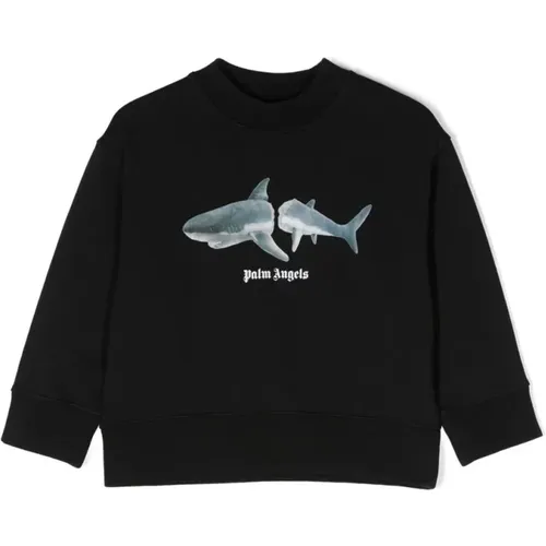 Schwarzer Shark Crewneck Sweatshirt - Palm Angels - Modalova