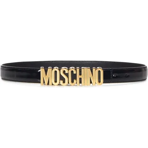 Brushed Calf Leather Lettering Belt , female, Sizes: 2XS - Moschino - Modalova
