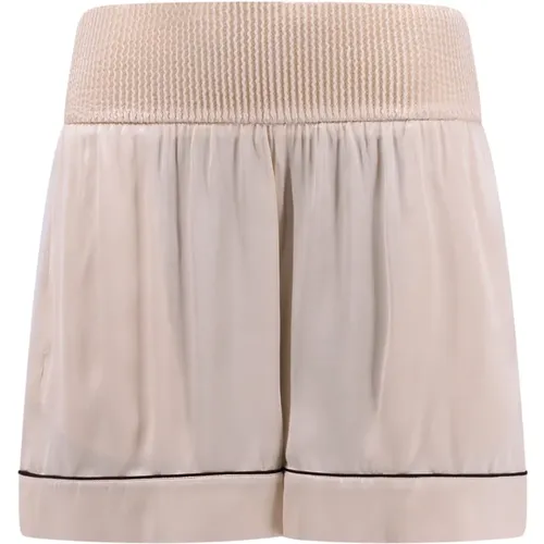 Elastic Waistband Shorts , female, Sizes: M, S - Off White - Modalova