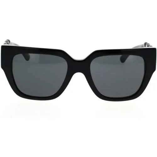 Bold Square Sunglasses with Knitted Arms , unisex, Sizes: 53 MM - Versace - Modalova