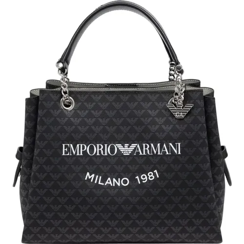 Logo Pattern Handbag with Adjustable Strap , female, Sizes: ONE SIZE - Emporio Armani - Modalova